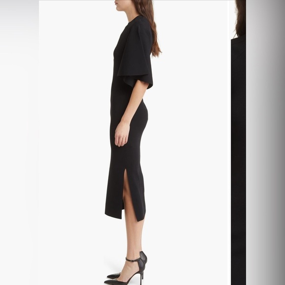 TED BAKER LONDON Lounia Fluted Sleeve Body-Con Sweater Dress Black SZ 3 NWT - Picture 3 of 12